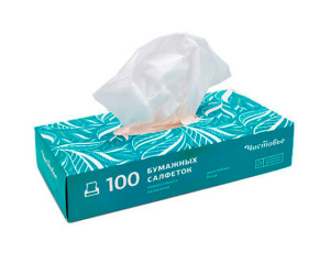 Салфетки бумажные двухслойные вытяжные  100шт - упк