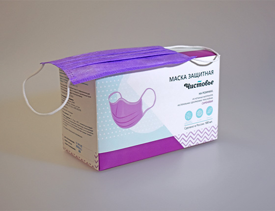 Маска трехслойная на резинках "Чистовье" в ассортименте